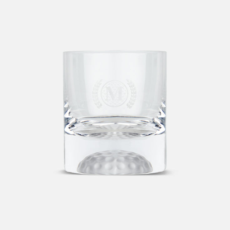 8oz Golf Ball Whisky Glass - Crest