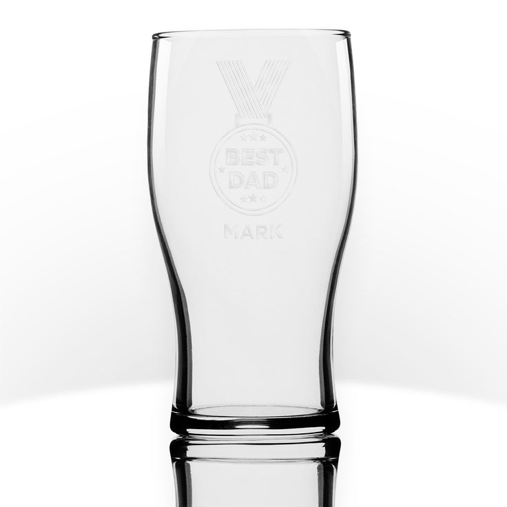 570ml Beer Glass - Best Dad Medal