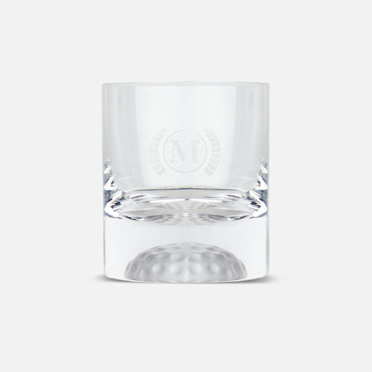8oz Golf Ball Whisky Glass - Crest
